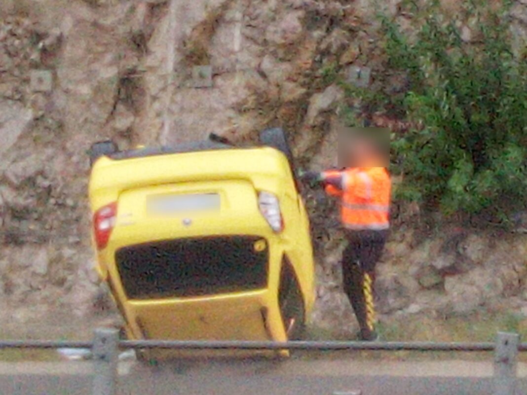 Ziua și accidentul pe A3 – un autoturism s-a răsturnat