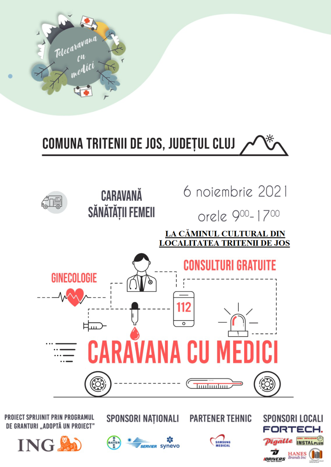 Caravana cu medici vine la Tritenii de Jos Caravana cu medici vine la Tritenii de Jos