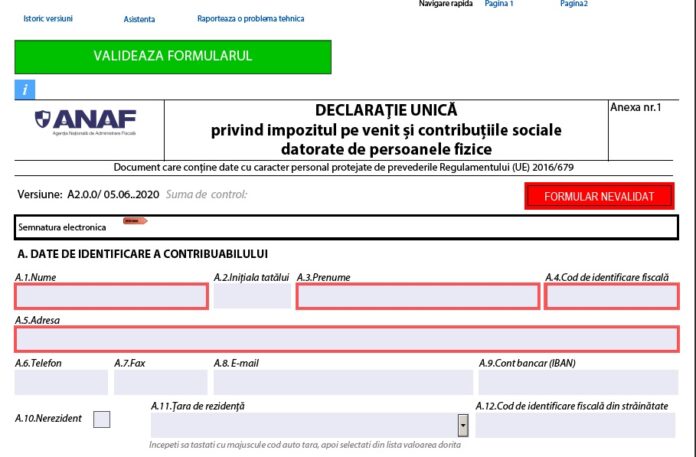 declaratie unica 2020 formular inteligent editabil