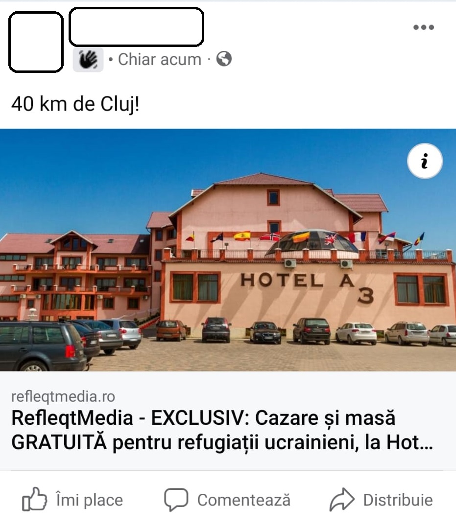 Articolul despre Hotel A3, distribuit pe cel mai mare grup de asistență pentru refugiați!