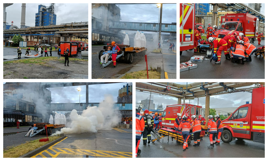 Accident pe o platformă industrială … cu degajări de substanțe periculoase! Intervine ISU Accident pe o platformă industrială … cu degajări de substanțe periculoase! Intervine ISU