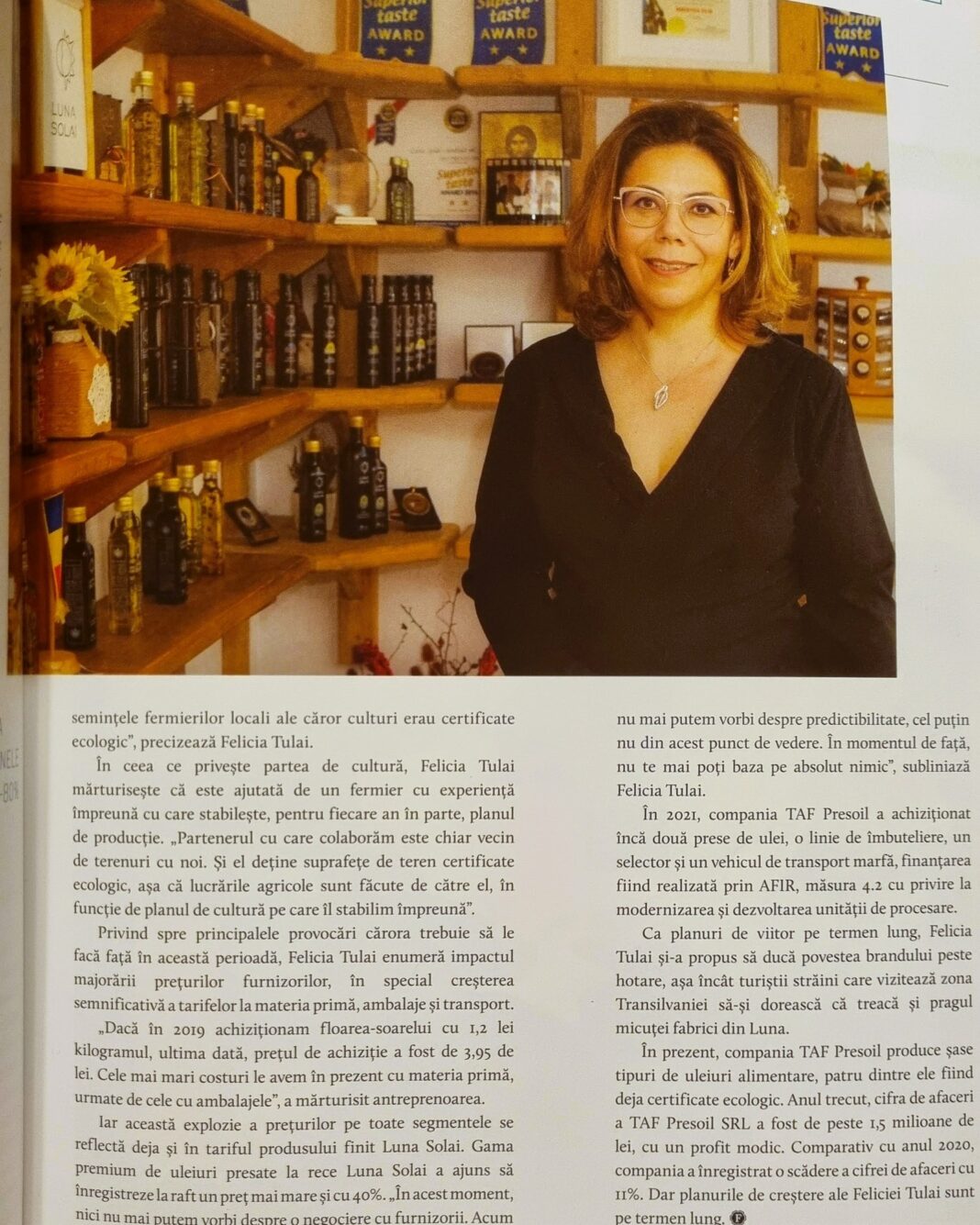 Felicia Tulai și uleiurile Luna Solai au ajuns în revista Forbes