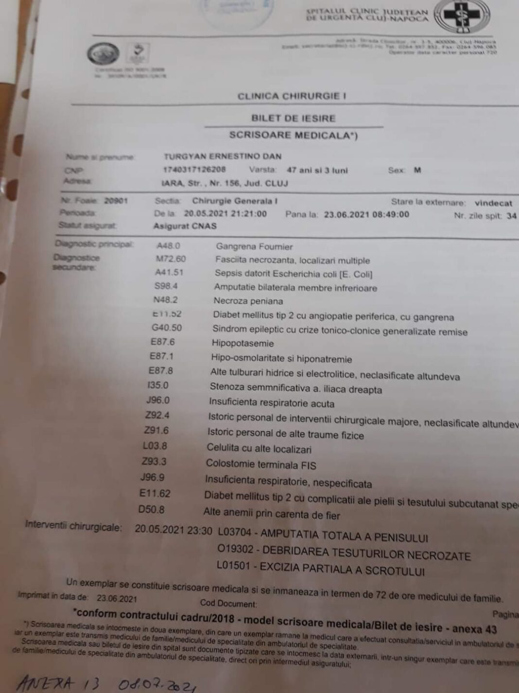 Un barbat din Iara, cu ambele picioare amputate, are nevoie de noi