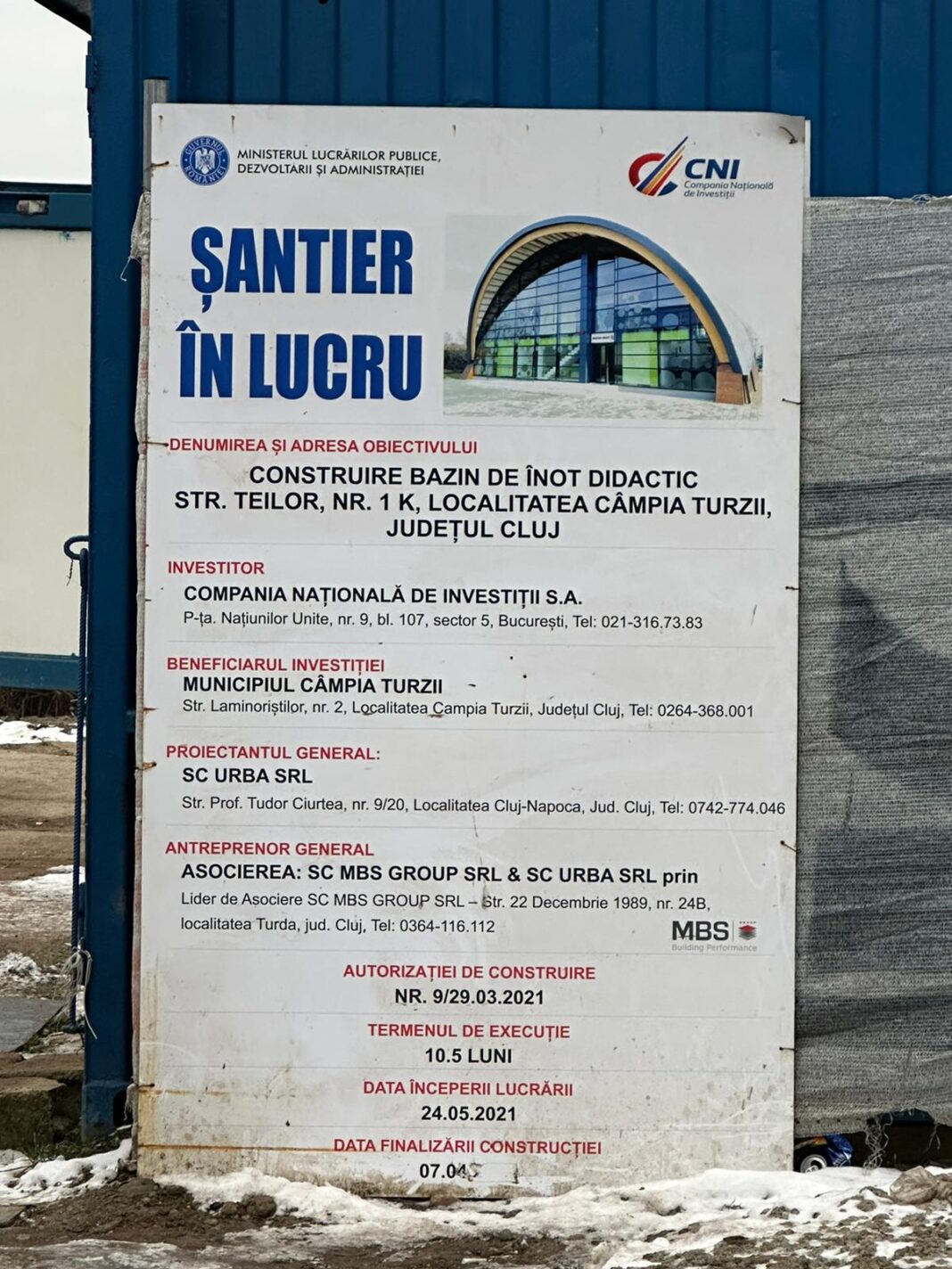 PSD Câmpia Turzii contestă data de finalizare a Bazinului Didactic de Înot