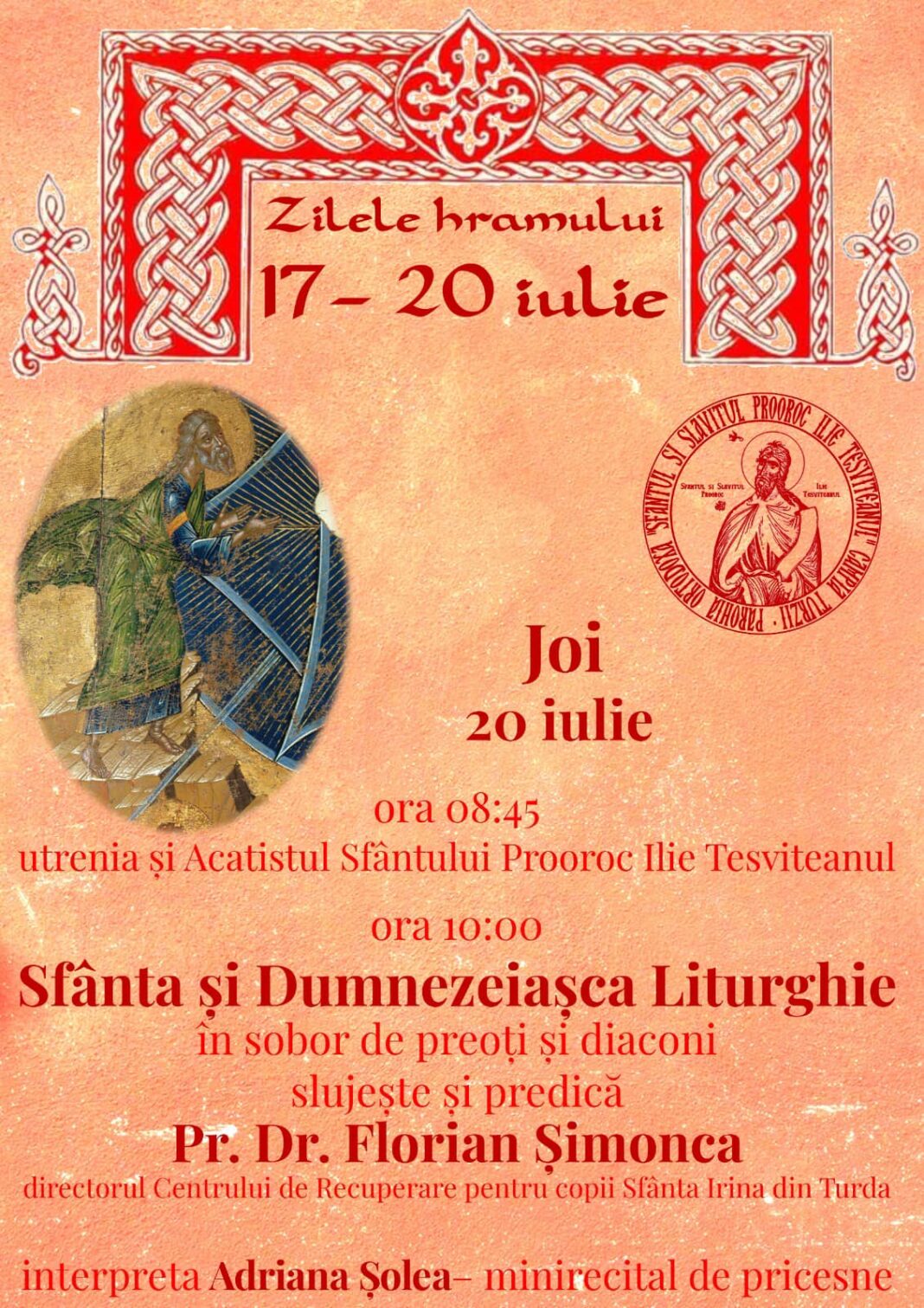 Biserica „Sfântul Ilie Tesviteanul” din Câmpia Turzii vă invită la zilele hramului