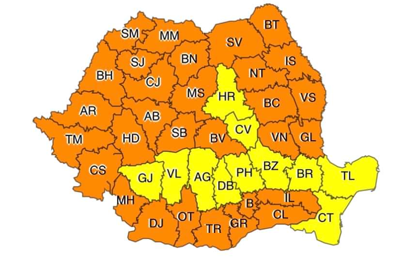 Ne topim! Cod PORTOCALIU de canicula! Ne topim! Cod PORTOCALIU de canicula!