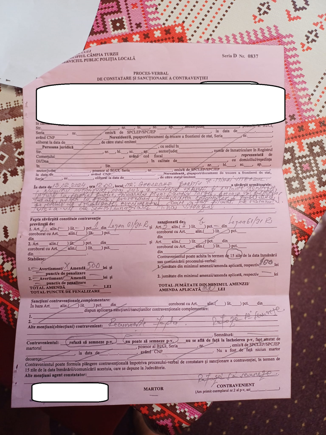 Atenție la „live-uri”! Amendat cu 500 de lei