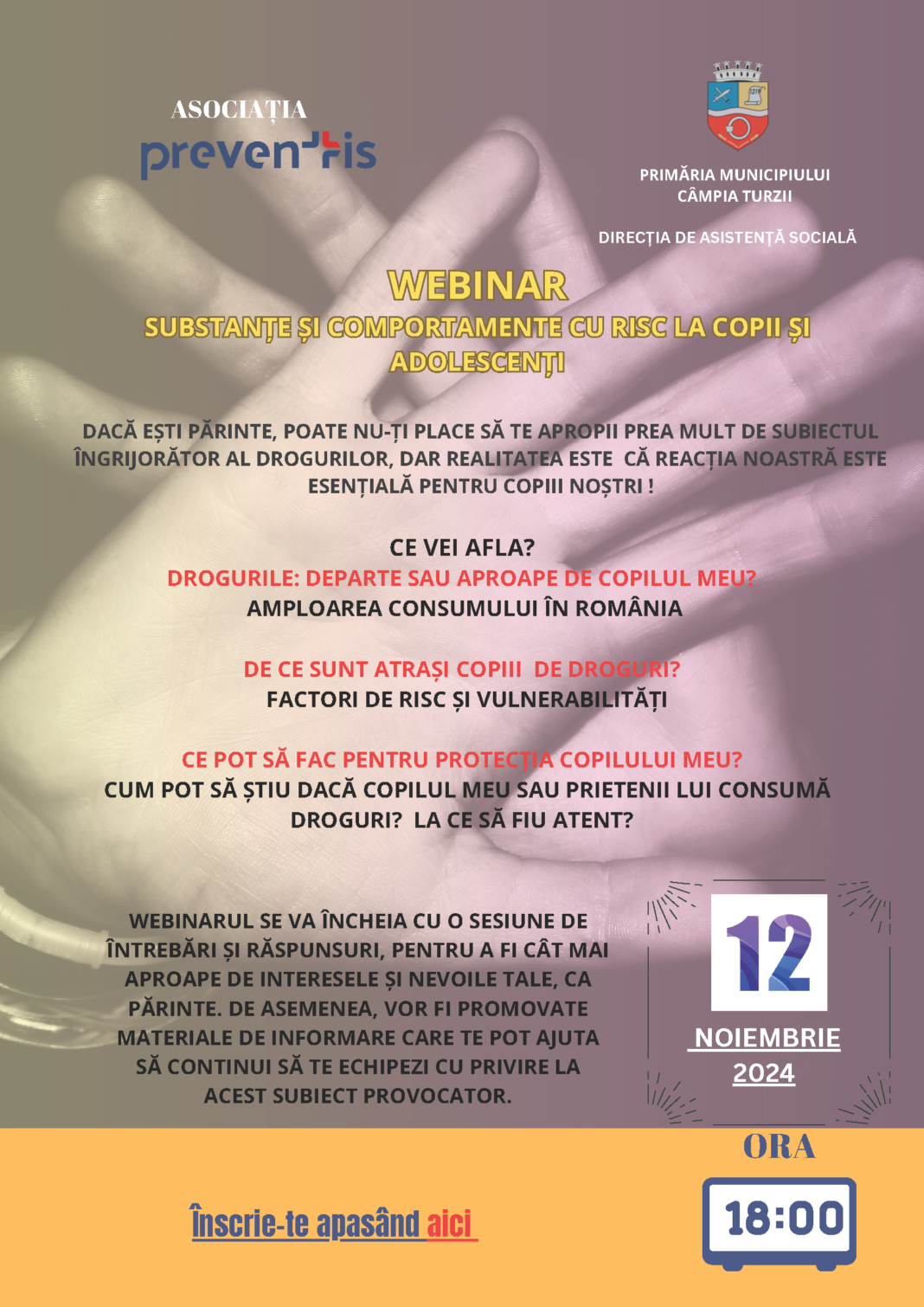 ✨ Invitație la Webinar: „Substanțe și comportamente cu risc la copii și adolescenți”