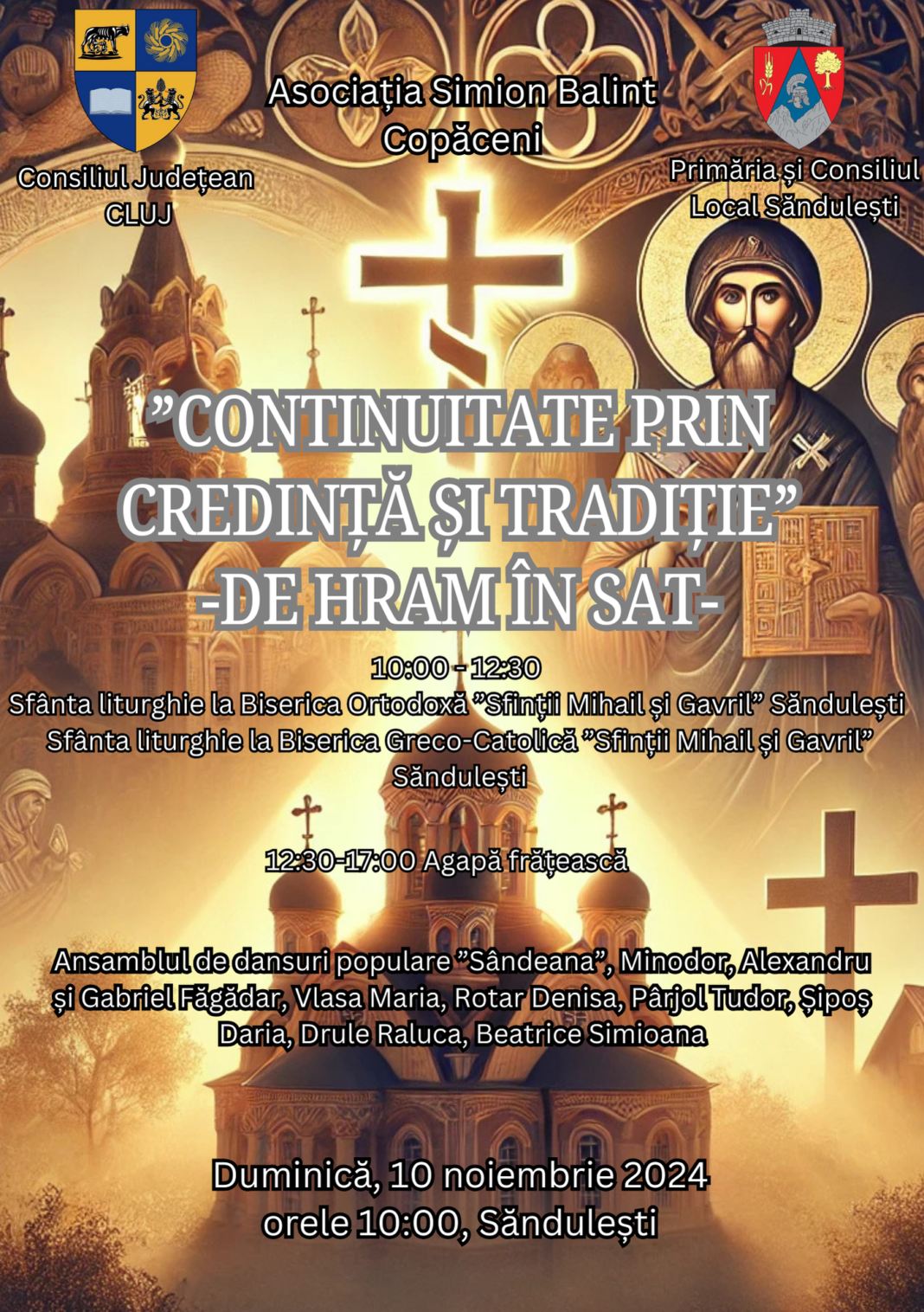 ☦ Celebrăm praznicul Sfinților Arhangheli, cu un eveniment spiritual – cultural, la Săndulești