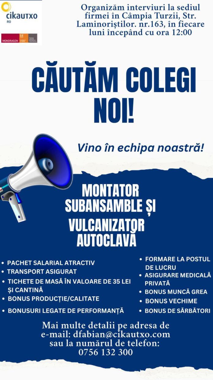anunț angajare Cikautxo Câmpia Turzii