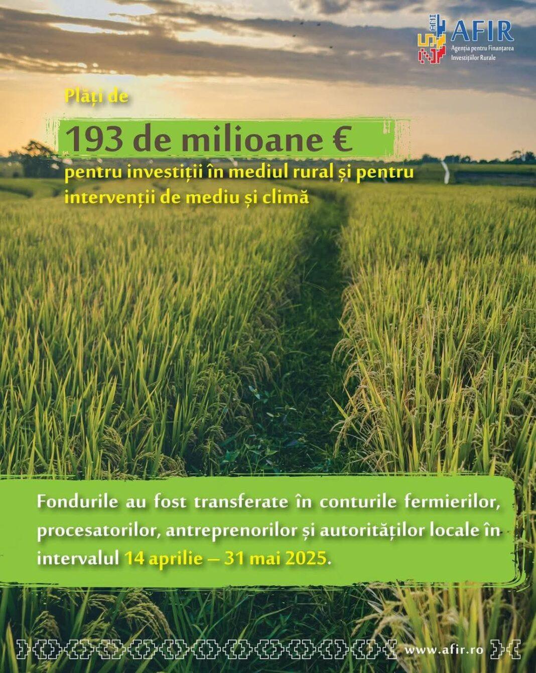 🌿 193 de milioane de euro pentru investiții în mediul rural și intervenții de mediu și climă!