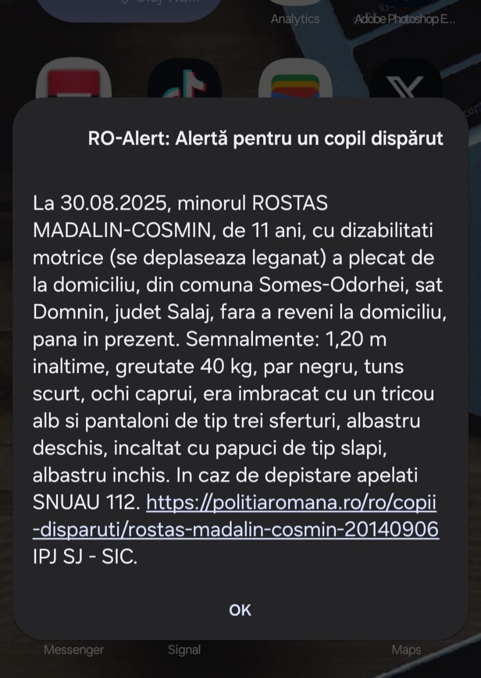 De ce a primit Câmpia Turzii un mesaj RO-Alert despre un copil dispărut în Sălaj? mesaj ro-alert