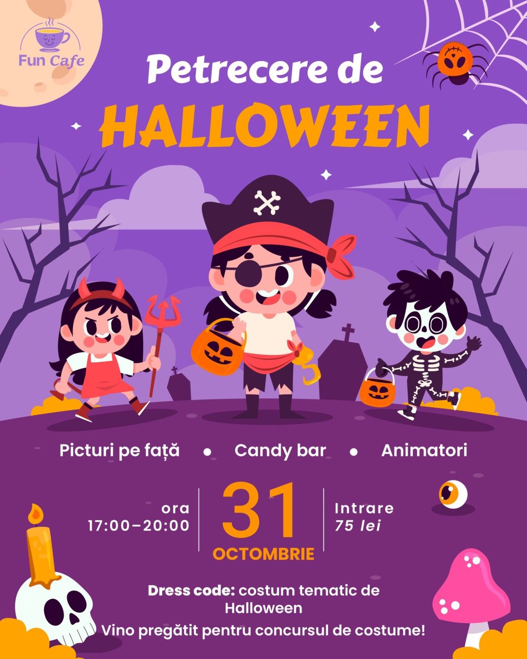 🎃 Distracție de groază la Turda! Petrecere de Halloween pentru cei mici, la Fun Café! 👻