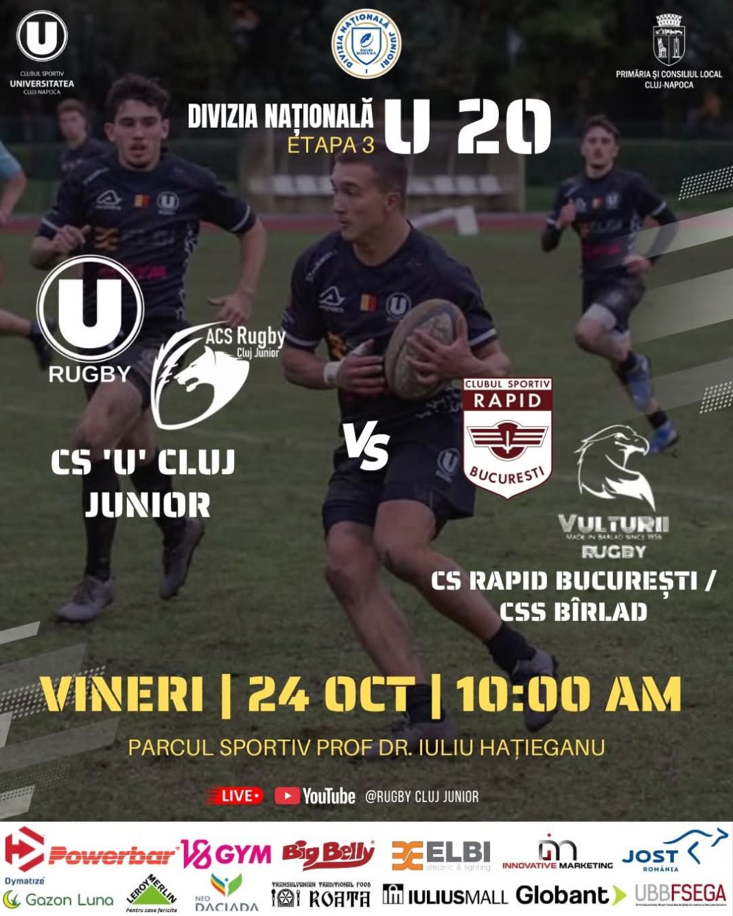 Spectacol oval la Cluj! 🔥 „U” Rugby U20 joacă primul meci ACASĂ din sezon!