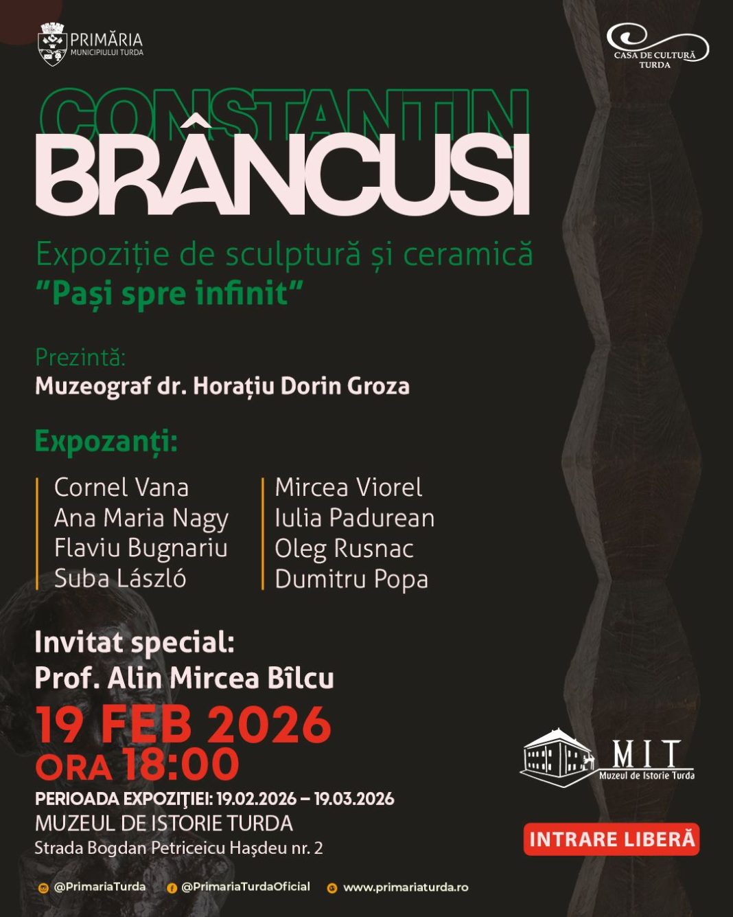 Anul Brâncuși la Turda: Expoziția „Pași spre infinit” reunește artiști locali și naționali