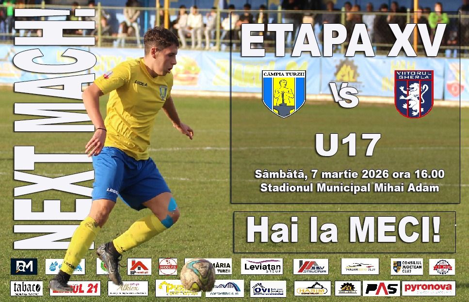 Sâmbătă, 7 martie, se reia campionatul U17 – FC Câmpia Turzii joacă acasă cu Viitorul Gherla Sâmbătă, 7 martie, se reia campionatul U17 – FC Câmpia Turzii joacă acasă cu Viitorul Gherla