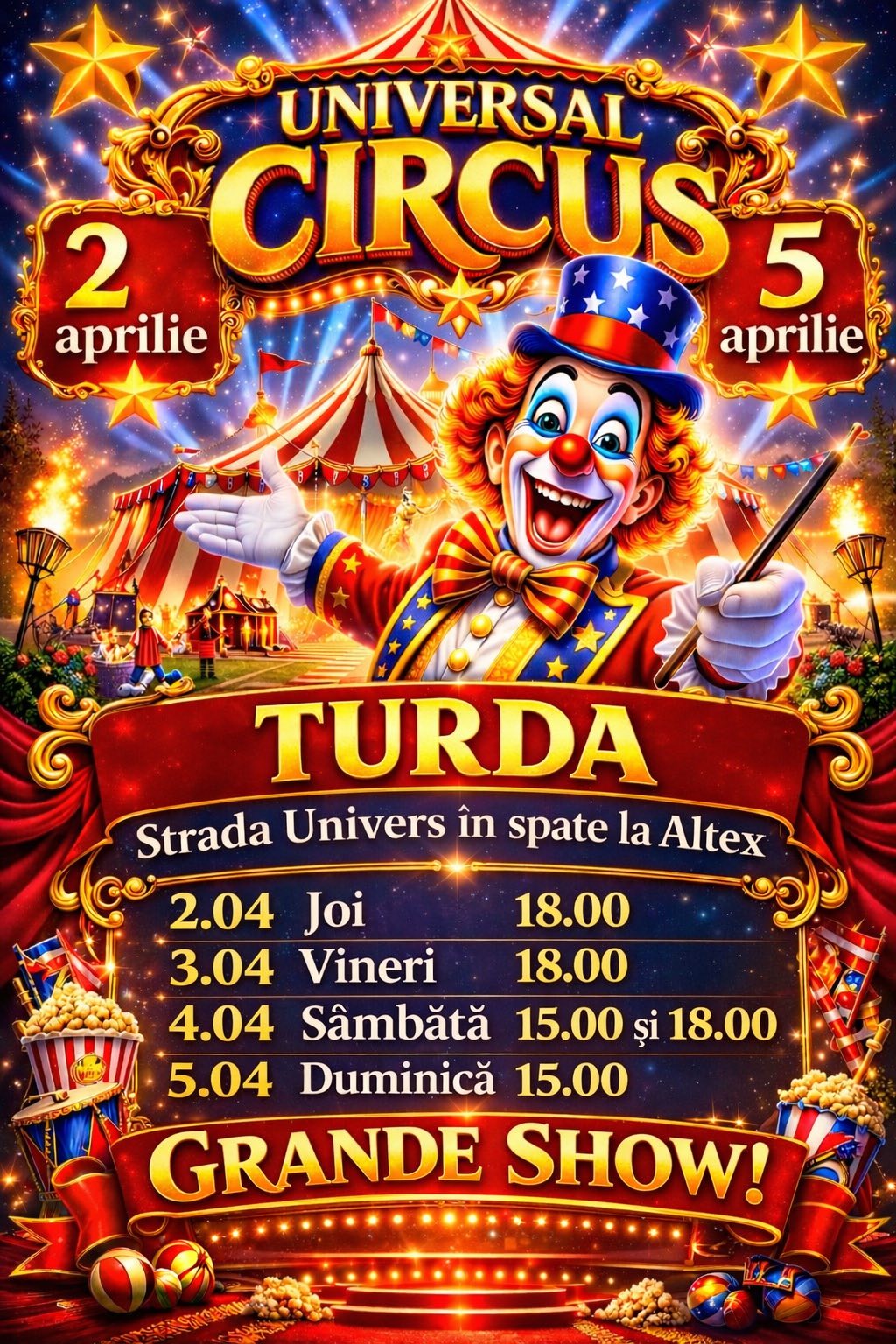 Universal Circus ajunge la Turda: spectacol total, adrenalină și 10 invitații gratuite pentru public Universal Circus ajunge la Turda: spectacol total, adrenalină și 10 invitații gratuite pentru public